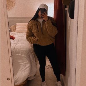 No boundaries Sherpa Brown Pullover Cropped Cinched Waist ZipUp Comfy Plus size